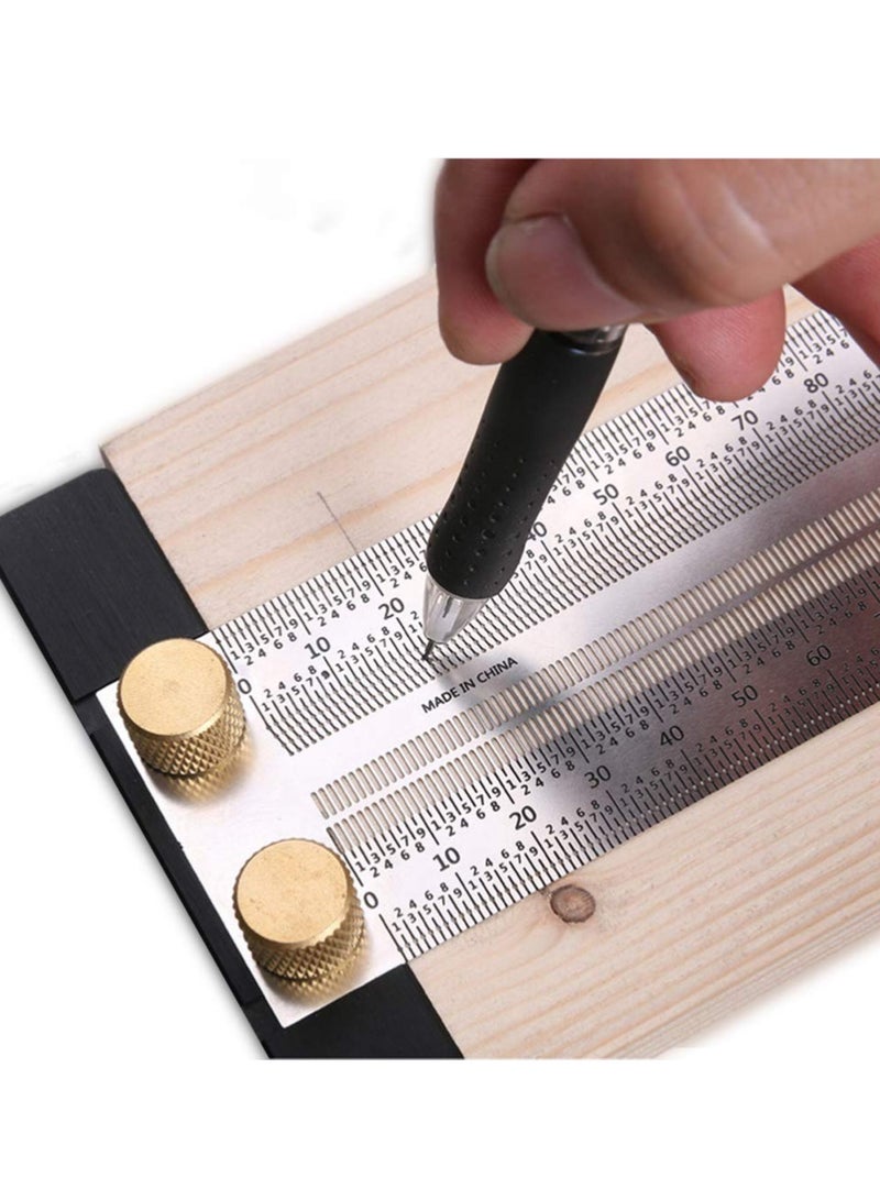 Captaintech Rulers, Woodworking Ruler, Precision Marking T Rule, T Square Hole Ruler, Stainless Steel Marking Ruler, Positioning, Scribbling Measuring Device for Carpenter, Engineer (400 mm) - Image 1