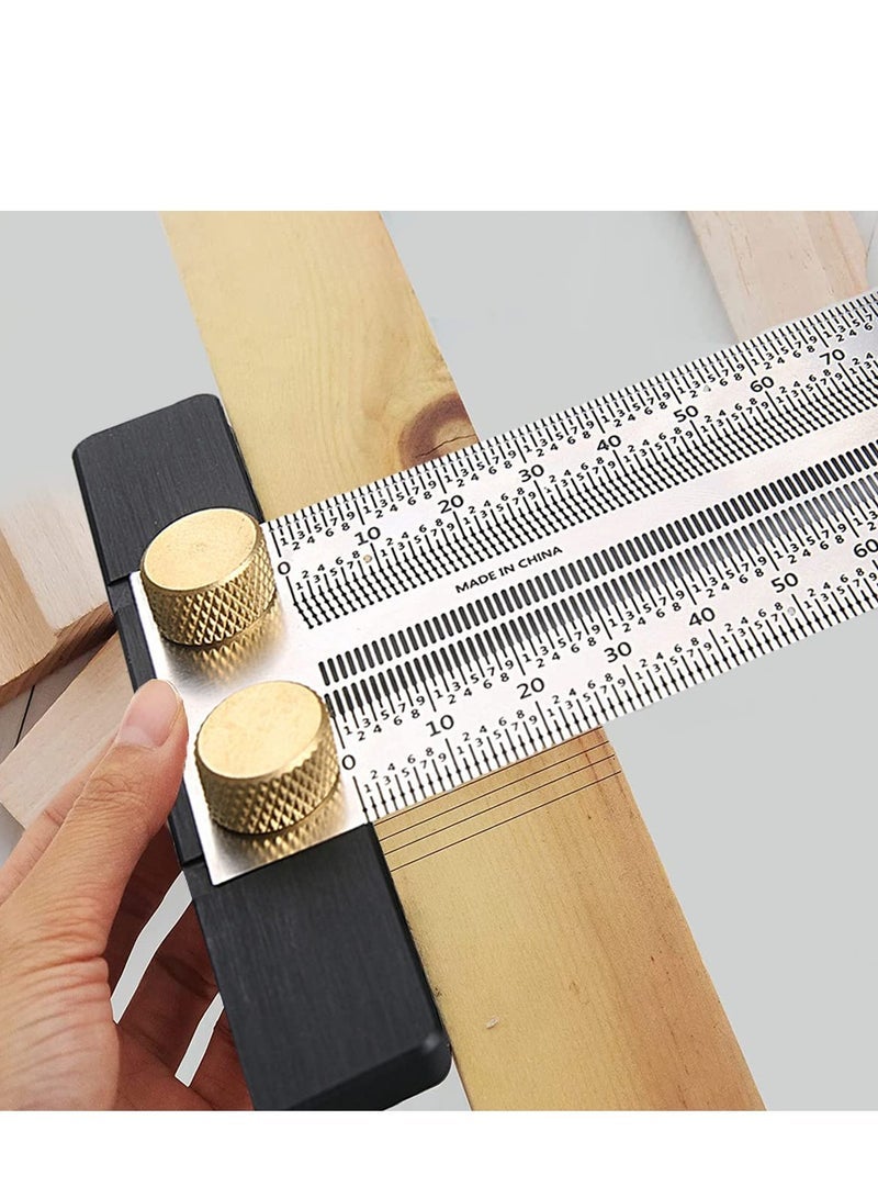 Captaintech Rulers, Woodworking Ruler, Precision Marking T Rule, T Square Hole Ruler, Stainless Steel Marking Ruler, Positioning, Scribbling Measuring Device for Carpenter, Engineer (400 mm) - Image 3