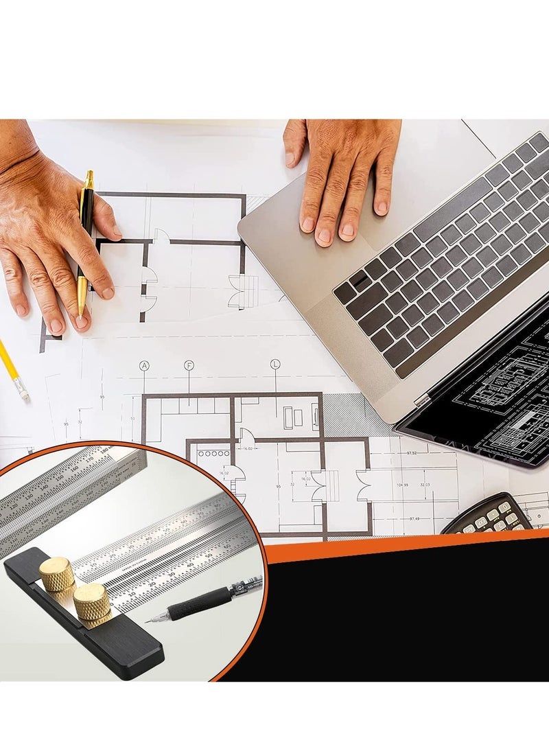 Captaintech Rulers, Woodworking Ruler, Precision Marking T Rule, T Square Hole Ruler, Stainless Steel Marking Ruler, Positioning, Scribbling Measuring Device for Carpenter, Engineer (400 mm) - Image 5