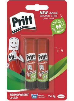 Pritt Pritt Glue Stick, Safe & Child-Friendly Craft Glue for Arts & Crafts Activities, Strong-Hold adhesive for School & Office Supplies, 2x11g Pritt Stick  - Image 1