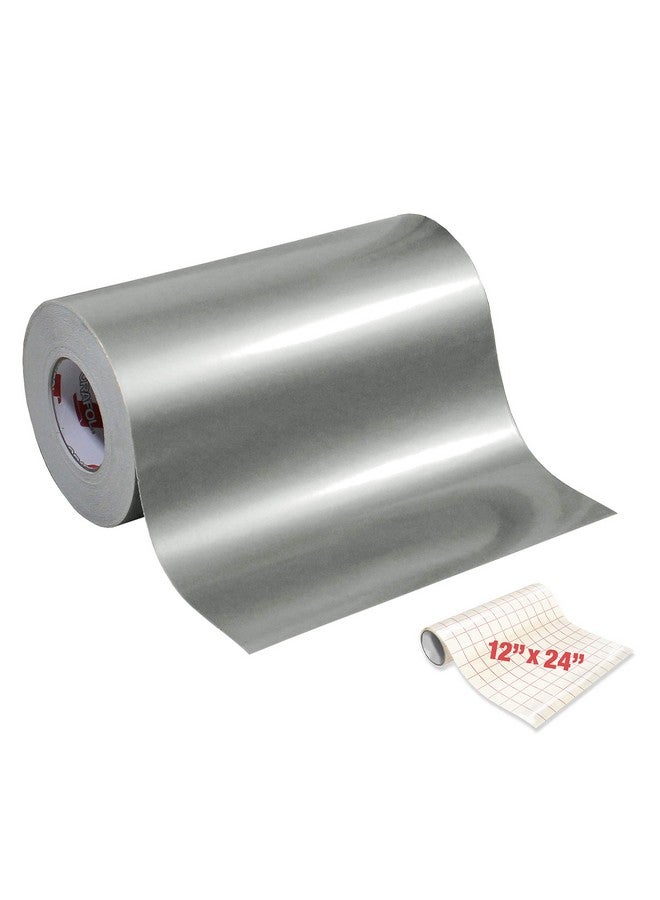 ORACAL 651 Gloss Silver Metallic Adhesive Craft Vinyl 12 Inch X 6 Foot Including Roll Of Clear Transfer Paper - Image 1