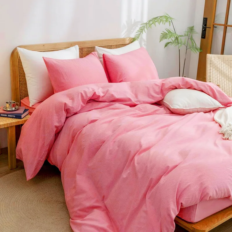 كاكا Candy Pink Double Duvet Cover Set with Elastic Sheets