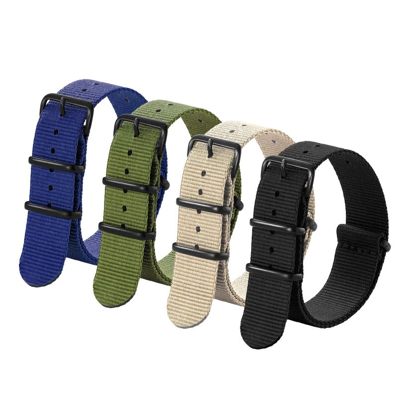 Ritche Christmas Gift 16mm Nylon Strap Nylon Watch Band Replacement Watch Straps for Men Women (4 Packs), White Elephant Gifts, Stocking Stuffers for Men