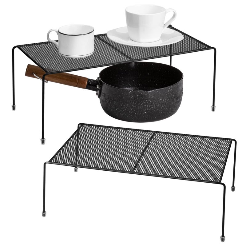 Lonian Kitchen Cupboard Organizer Shelf 2 Pack Counter Storage Shelf Kitchen Cabinet Organizer Rack with NonSlip Rubber Feet