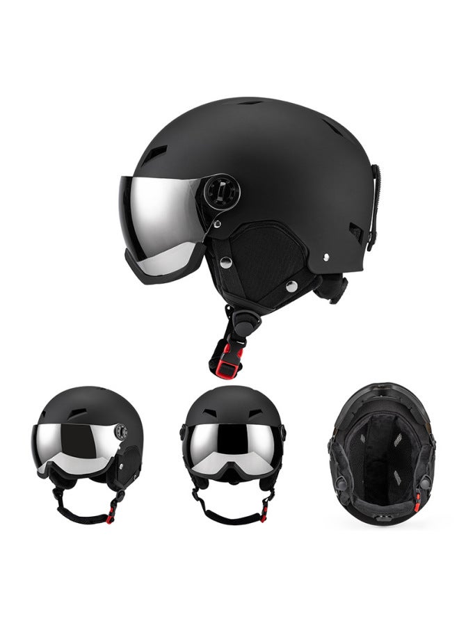 Black-snow Goggles Integrated Printable Logo Adult All-in-one Snow Goggles Ski Helmet Sports Safety Protection Snow Helmet