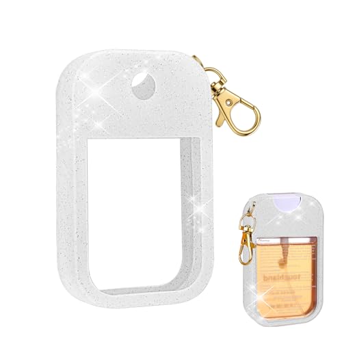 AIERSA Hand Sanitizer Spray Glitter Case Compatible with Touchland, Silicone Hand Sanitizer Case Holder with Keychain for Touch Land Mist 1FL. OZ (Glitter Sequin White) - Image 1