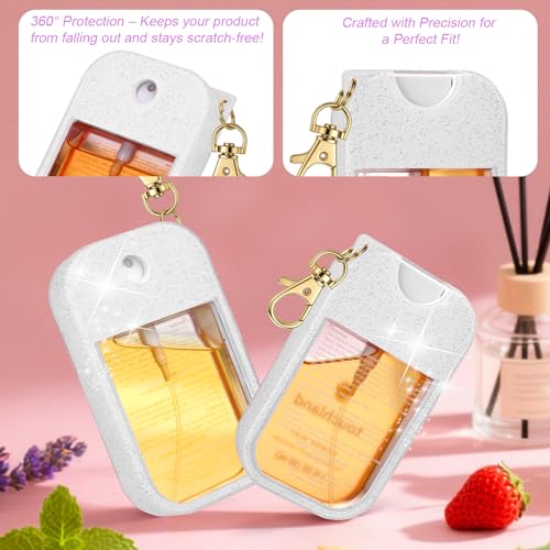 AIERSA Hand Sanitizer Spray Glitter Case Compatible with Touchland, Silicone Hand Sanitizer Case Holder with Keychain for Touch Land Mist 1FL. OZ (Glitter Sequin White) - Image 5