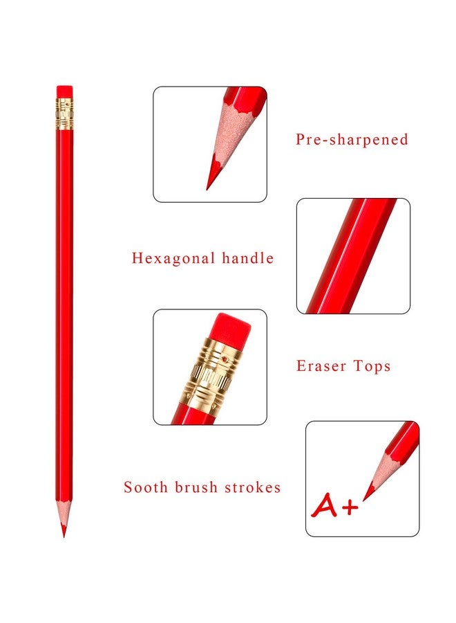 Zhanmai Checking Erasable Pencils Red Pencils Presharpened 2 Hb With Erasable Tops For Checking Map Coloring Tests Grading (24 Pieces) - Image 3