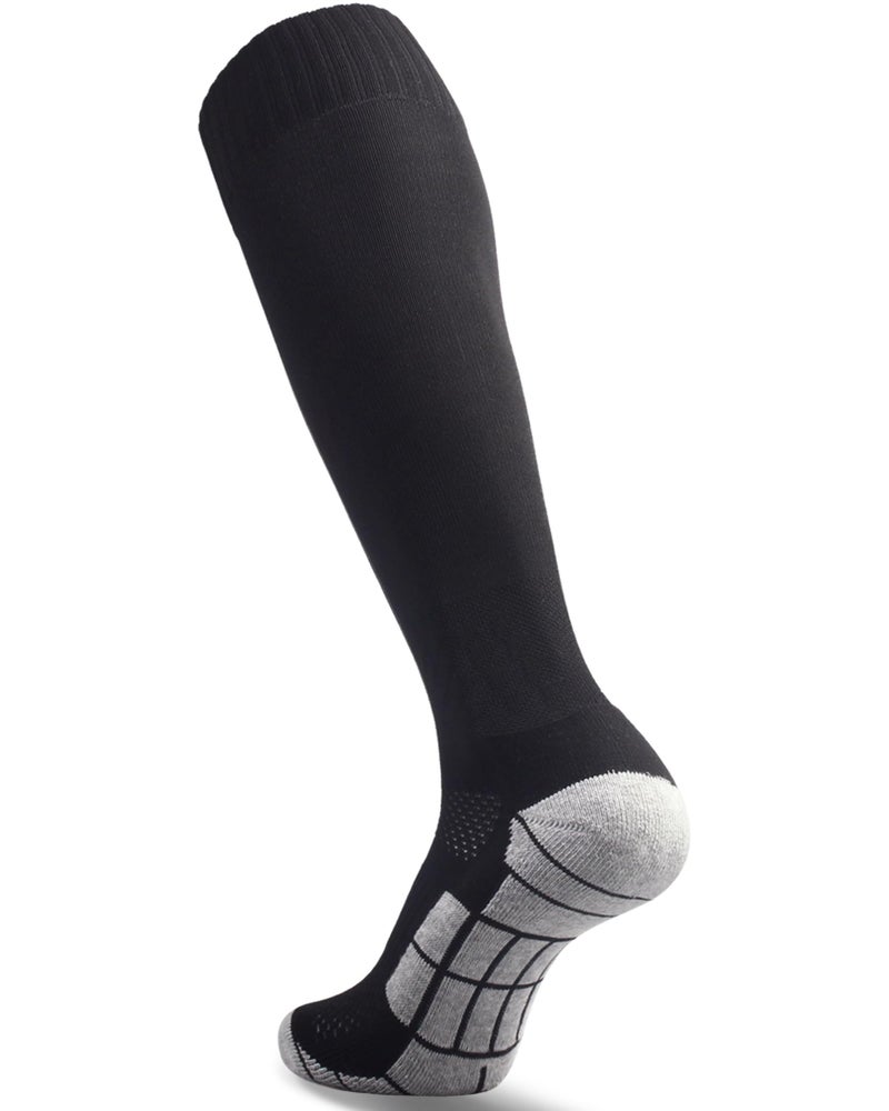CWVLC Lillte Boy's Soccer Socks Kids Football Sport Team Athletic Knee High Long Tube Cotton Compression Socks Black X-Small (12C-13C Kids/ 1Y-3Y Youth) - Image 1