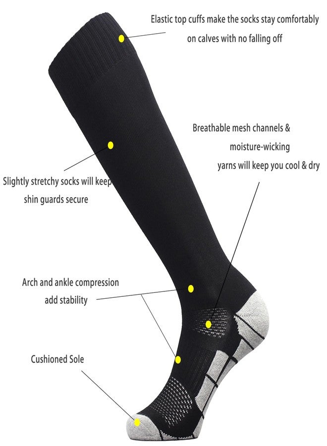 CWVLC Lillte Boy's Soccer Socks Kids Football Sport Team Athletic Knee High Long Tube Cotton Compression Socks Black X-Small (12C-13C Kids/ 1Y-3Y Youth) - Image 5