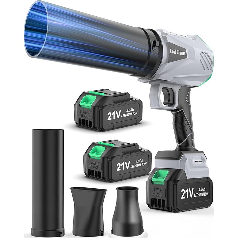 Leaf Blower Cordless 600000RPM - 21V 3-in-1 Multi Electric Blower with 2pcs 4.0Ah Battery & Charger -with Long Tube and Flat Nozzle Blower for Outside Patio Garden Car Cleaning - Image 1