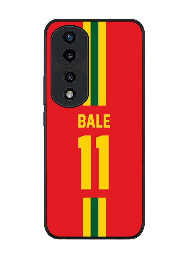Stylizedd Rugged Black edge case for Honor 70 Pro Slim fit Soft Case Flexible Rubber Edges Anti Drop TPU Gel Thin Cover - Football Team - Wales Player Name - Bale - Image 1
