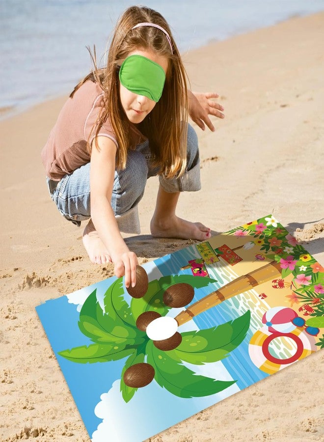 Hxezoc Hawaiian Luau Party Game for Kids Pin The Coconut on The Palm Tree with 30 Pcs Coconut Stickers, Large Summer Tropical Palm Tree Poster for Hawaiian Birthday Party Supplies - Image 4