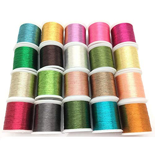 YEQIN 20 pcs Metallic Glittery Polyester Sewing Thread Set (Each spool 50 yard) - Image 1