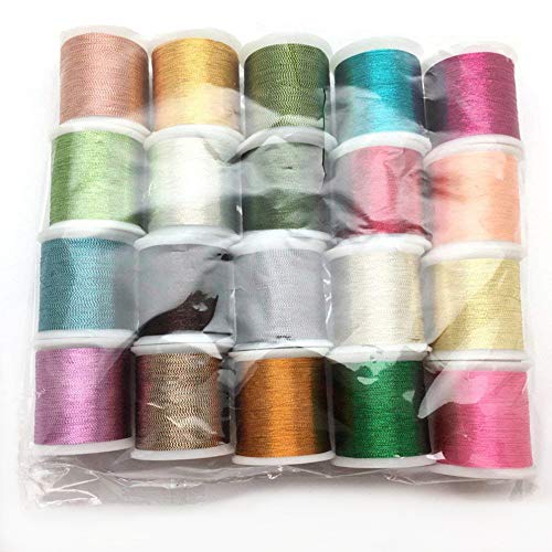 YEQIN 20 pcs Metallic Glittery Polyester Sewing Thread Set (Each spool 50 yard) - Image 4
