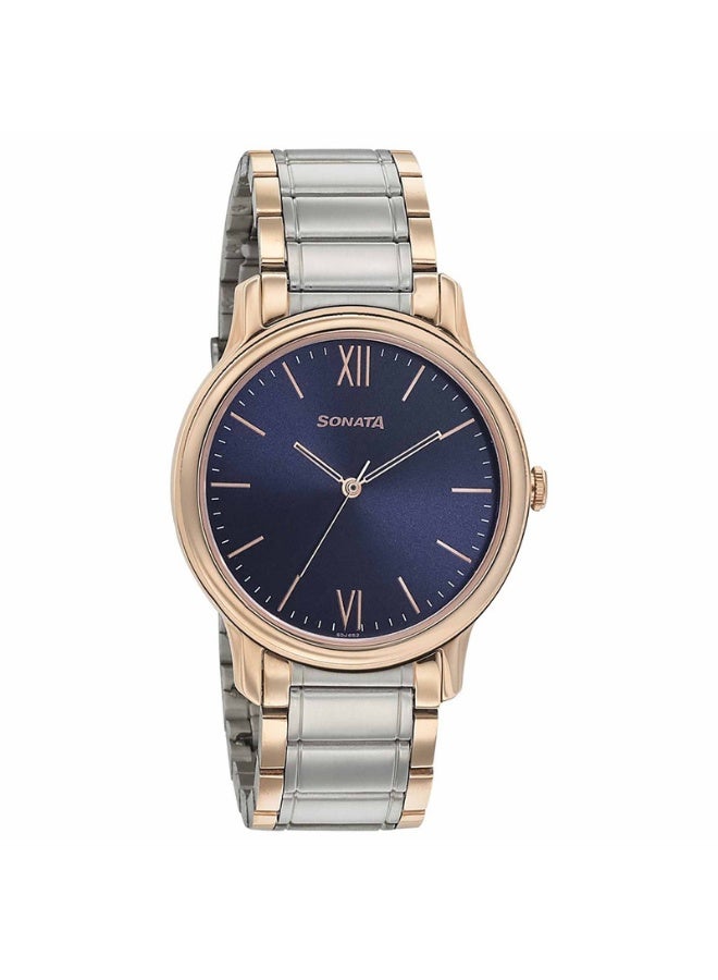 Sonata 7128KM01 Men's Watch – Blue Dial, Two-Tone Stainless Steel Strap, Quartz Movement, 3 ATM Water-Resistant, Elegant & Gift-Ready Timepiece - Image 1