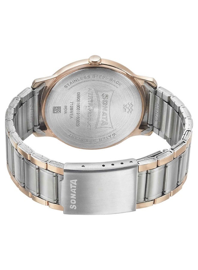 Sonata 7128KM01 Men's Watch – Blue Dial, Two-Tone Stainless Steel Strap, Quartz Movement, 3 ATM Water-Resistant, Elegant & Gift-Ready Timepiece - Image 4