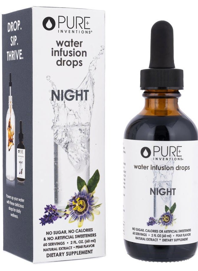 Pure Inventions Night - Pear Flavored Water Infusion Drops - No Sugar, Calories, or Artificial Sweeteners - 60 Servings - 2oz - Image 1