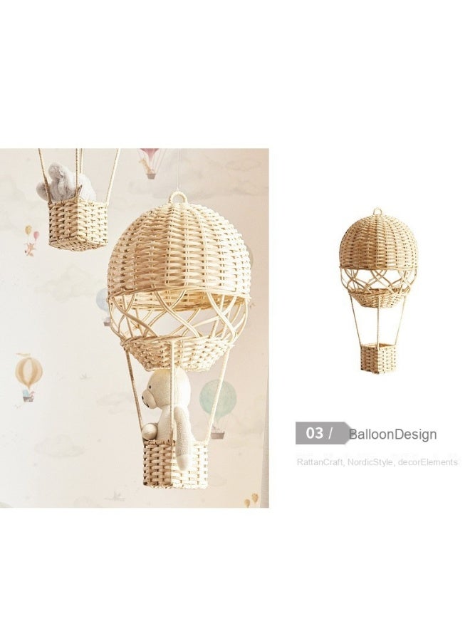 NeeMee Children's room, early education center, photography studio, home decor, handcrafted woven rattan hot air balloons. - Image 2