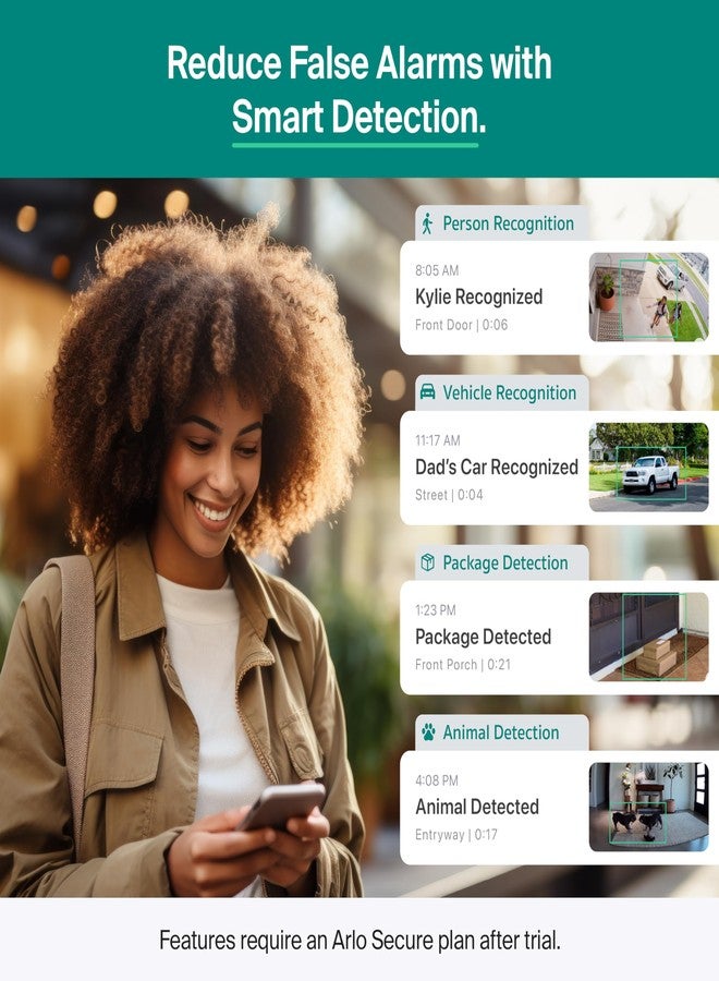أرلو كاميرا أمان Arlo Essential Pan Tilt بدقة 2K + 6 أشهر من خطة Secure Plus - كاميرا خارجية سلكية تعمل بالكهرباء، مزودة بخاصية التعرف على الأشخاص، وكشف الطرود، ومعاينة متحركة، وتتبع تلقائي للحركة، وكاميرتين - Image 2