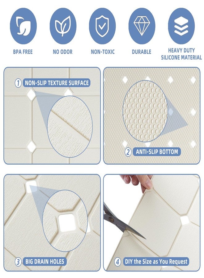MeimeiDe Bathtub Mat Non Slip Silicone Soft Odorless Bath Mat No Suction Cups for Refinished,Reglazed and Textured Surface Tub Shower Mats Non-Slip 18 X 28 Inch Beige - Image 5