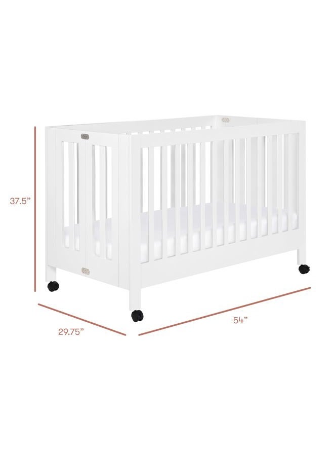 Babyletto Maki Full-Size Portable Folding Crib with Toddler Bed Conversion Kit in White, Greenguard Gold Certified - Image 4