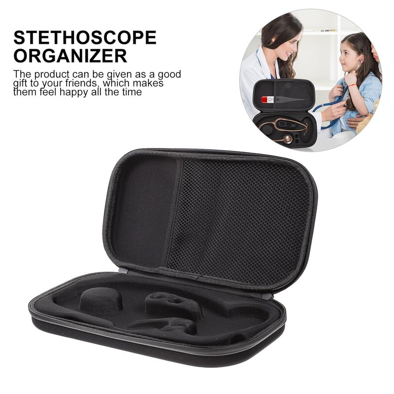 Portable Black Eva Stethoscope Case Organizer with High-Capacity Storage Pouch for Travel and Home Use, Multifunctional Medical Stethoscope Carrying Bag - Image 3