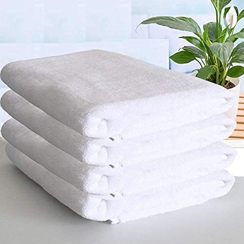 TRIPURARI 100% Cotton Large Full Size White Bath Towels for Hotel and Spa, Super Soft Absorbent Antibacterial, 700 GSM, Full Large Size-56 inch x 28 inch or 142 cm x 71 cm Pack 4 - Image 1