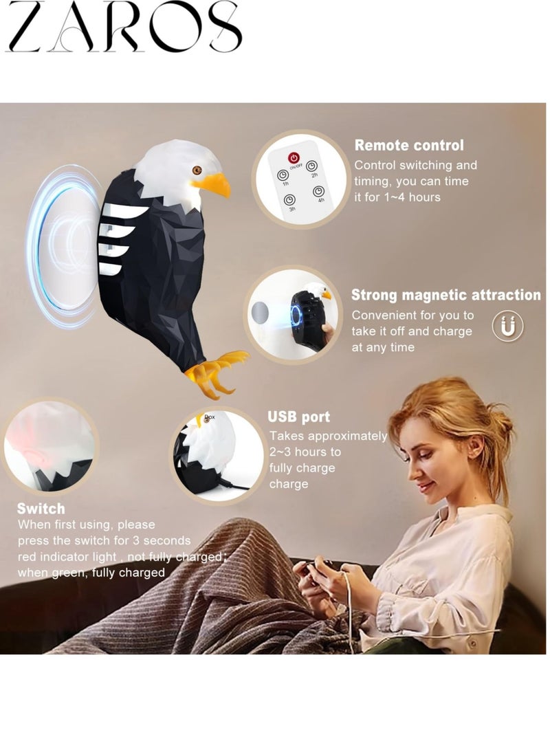 Zaros Bald Eagle Wall Light – Magnetic Mounted American Eagle Lamp, Remote Control - Removable Charging Animal Bird LED Night Lamp - Bedroom / Living Room / Hallway - Image 5