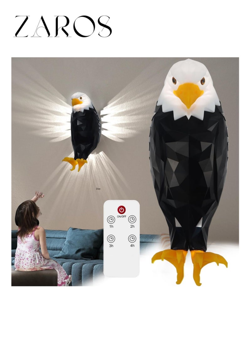 Zaros Bald Eagle Wall Light – Magnetic Mounted American Eagle Lamp, Remote Control - Removable Charging Animal Bird LED Night Lamp - Bedroom / Living Room / Hallway - Image 2