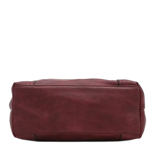 Alyssa Hobo Shoulder Bag with Big Snap Hook Hardware (Burgundy) - Image 4