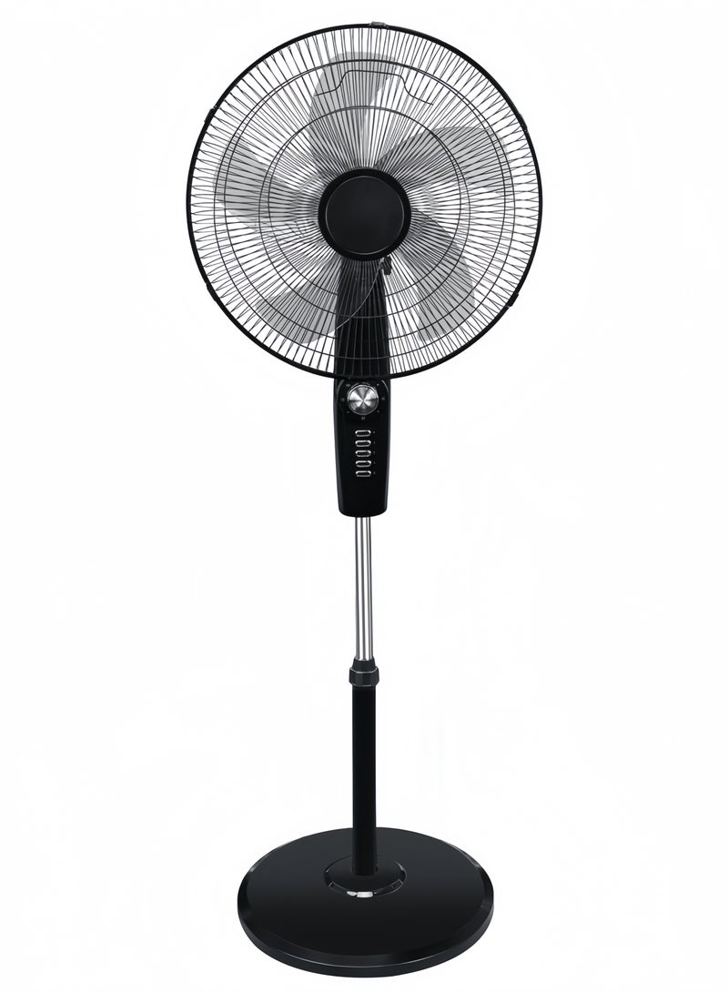 GGEROU Pedestal Stand Fan,18 inch,3D Oscillation Directions, 4 Speed& Adjustable Height,5 Fan Leaf Power Saving with 2 Hours Timer floor fan for Bedroom Home Office, Black - Image 1