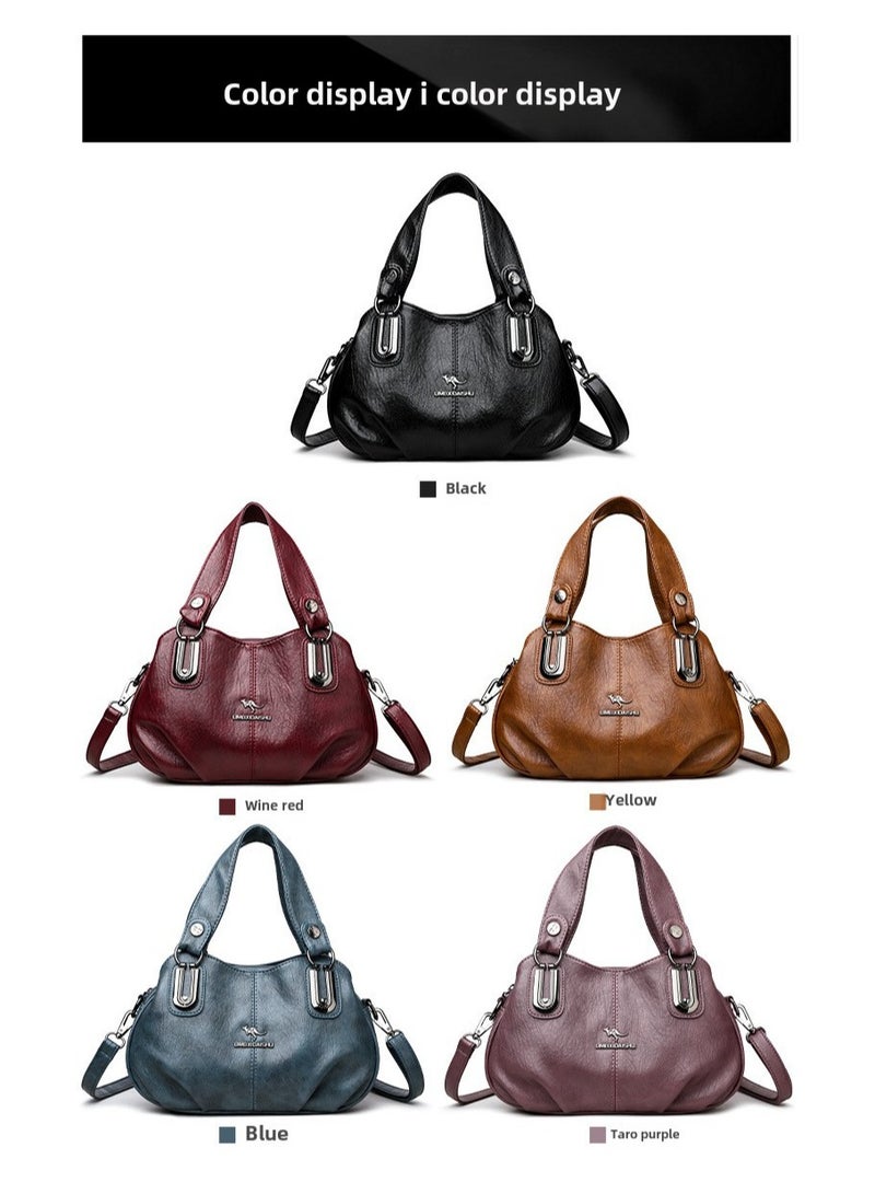 توتي حقيبة يد نسائية كلاسيكية من الجلد الناعم وحقيبة كروس - حقيبة كتف مرقع أنيقة، محفظة يومية عصرية للتسوق والسفر - Image 2