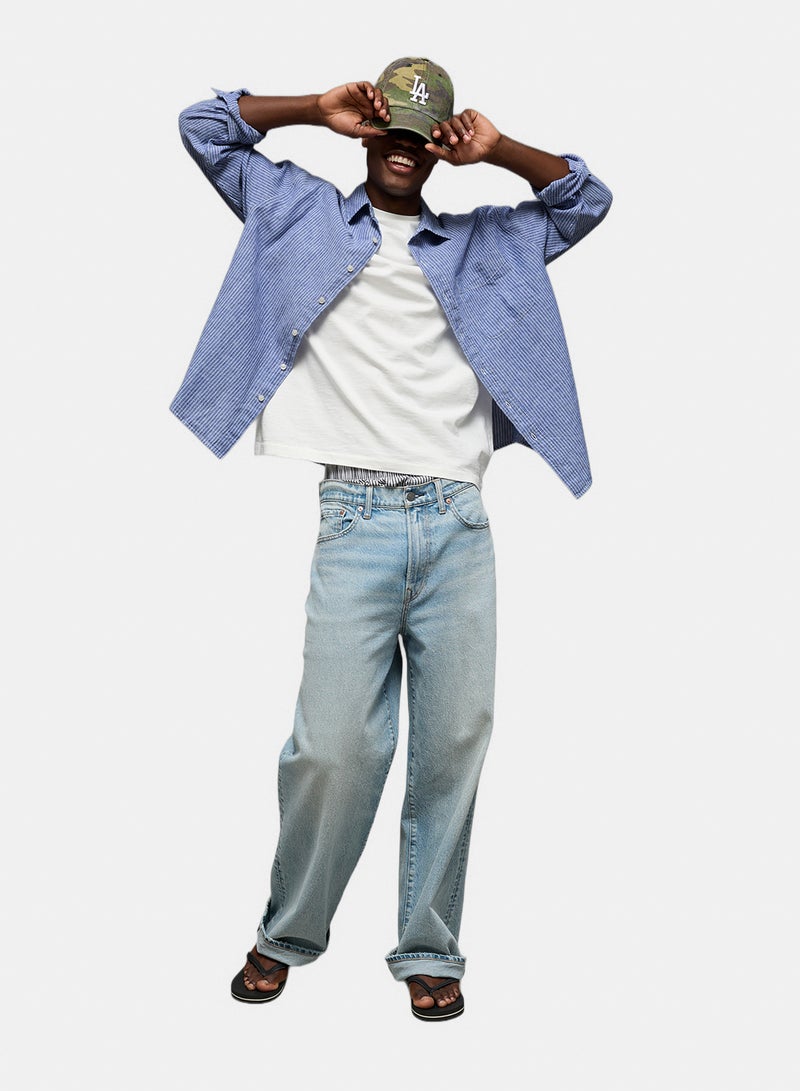 American Eagle AE Relaxed Linen-Blend Button-Up Shirt - Image 1