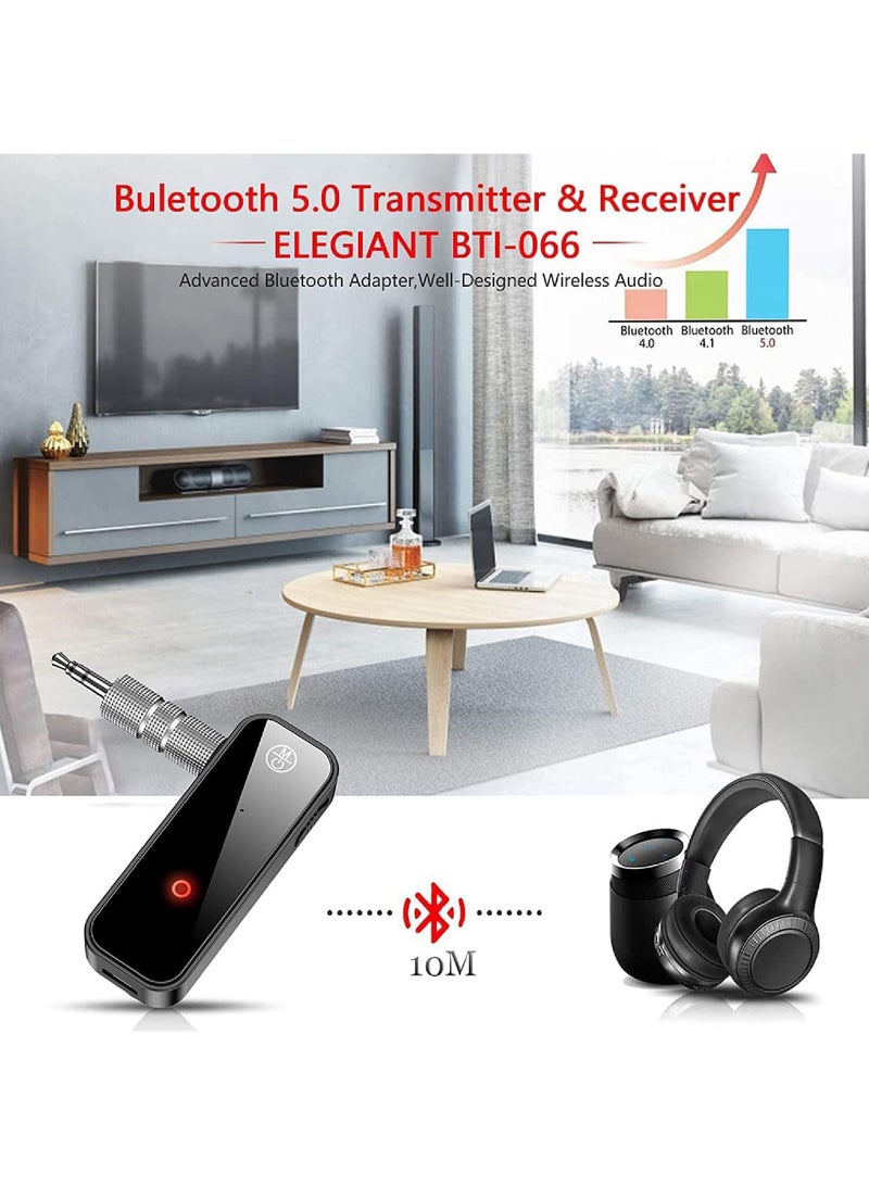 Captaintech Bluetooth 5.0 Receiver for Car Noise Cancelling Bluetooth AUX Adapter 3.5mm Jack Aux Reciever 2-in-1 Wireless Transmitter Suitable for Speakers Headphones Home Music Streaming Stereo PC - Image 3