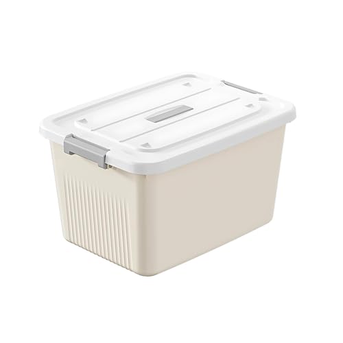 Ash  Roh Ash & Roh Multipurpose Plastic Storage Container with Lockable Lid & Wheels, Stackable Clear Organizer Bin for Clothes, Toys, Office & Garage Storage (pack of 1, 3 num cream) - Image 1