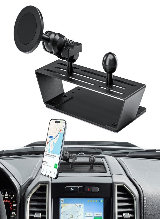 Surfcabin Magnetic Dash Phone Holder for F150, No Punching Required Phone Mount Compatible with 2015-2020 F150 2017-2022 F250 F350, Full Metal Cellphone Mounting Bracket for Most CellPhones - Image 1