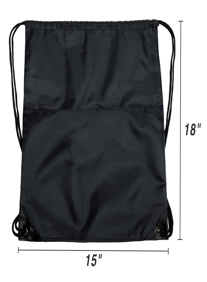 BuyAgain Drawstring Backpack Sports Water Resistant String Bag Sport Gym Sackpack for Women Men Large with Zipper, Black - Image 3