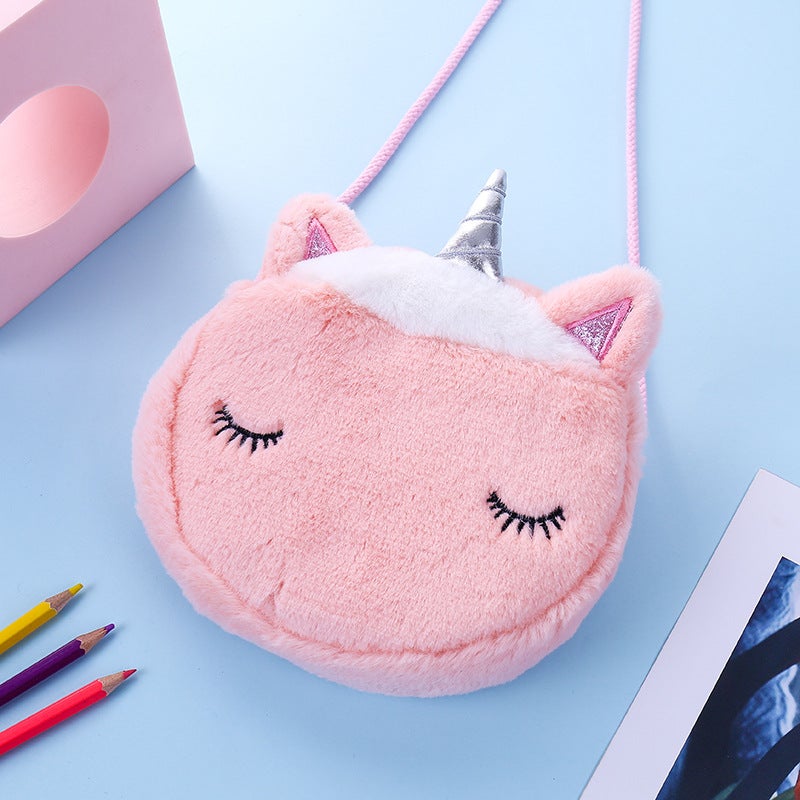 2020 Cute Cartoon Unicorn Kids Crossbody Bag Lotus root color 