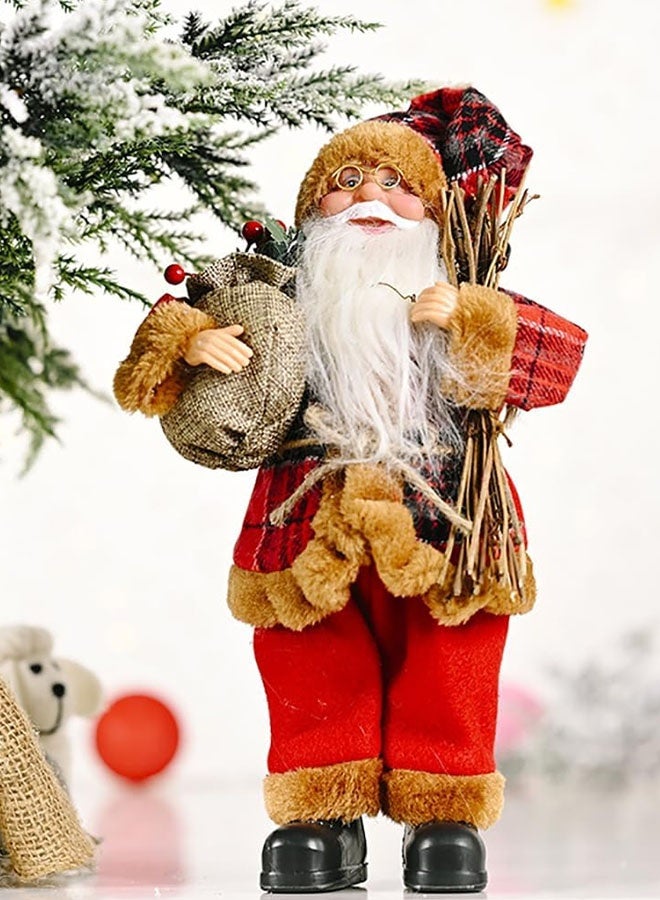JCB CHIC 30cm Realistic Santa Claus Figure Standing Traditional Red Santa Claus Figure Xmas Decoration Ornament Doll for Window Table Home Display Christmas Party Decoration Santa Claus - Image 1