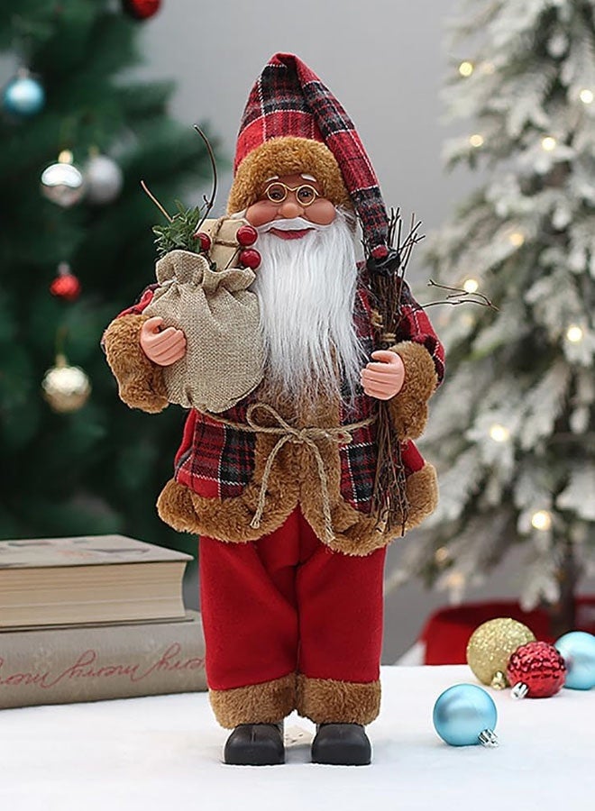 JCB CHIC 30cm Realistic Santa Claus Figure Standing Traditional Red Santa Claus Figure Xmas Decoration Ornament Doll for Window Table Home Display Christmas Party Decoration Santa Claus - Image 3