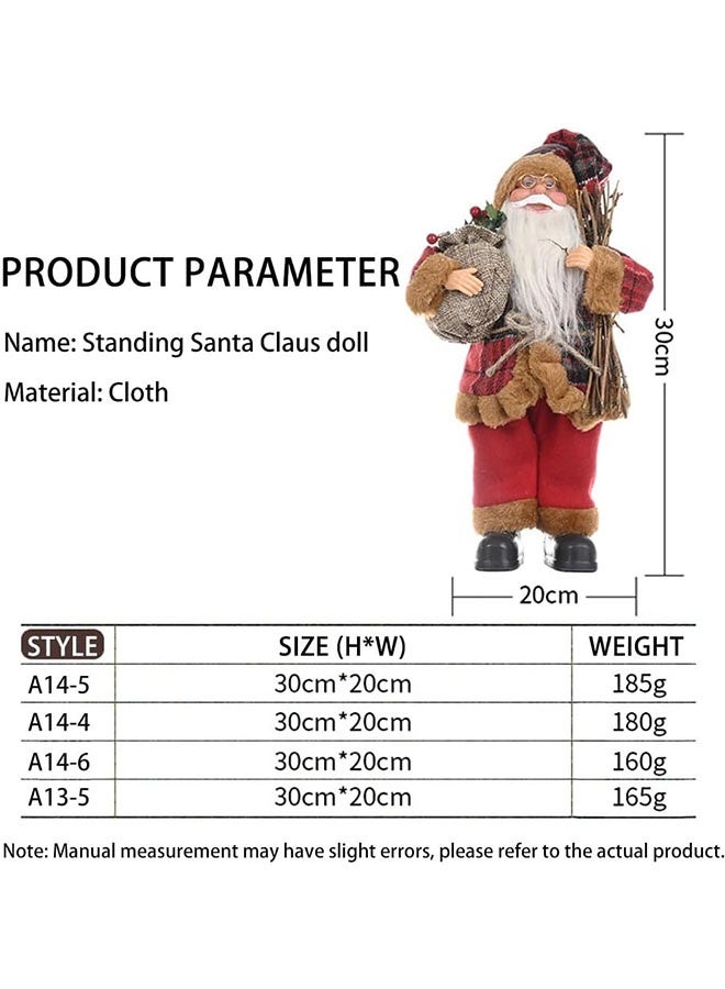 JCB CHIC 30cm Realistic Santa Claus Figure Standing Traditional Red Santa Claus Figure Xmas Decoration Ornament Doll for Window Table Home Display Christmas Party Decoration Santa Claus - Image 2