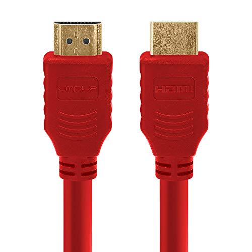 Cmple - HDMI Cable 10FT High Speed HDTV Ultra-HD (UHD) 3D, 4K @60Hz,18Gbps 28AWG HDMI Cord Audio Return 10 Feet Red - Image 1