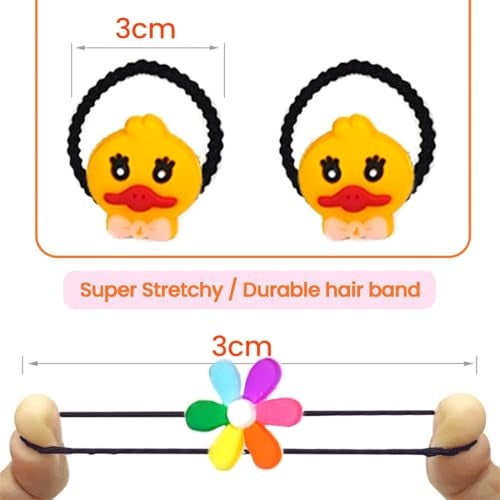kapimo 26 Pcs Mix Elastic Hair Rubber Bands for Kids Baby Girls Hairband Ties Accessories Cute Fancy Patterns (Black Mix) - Image 3