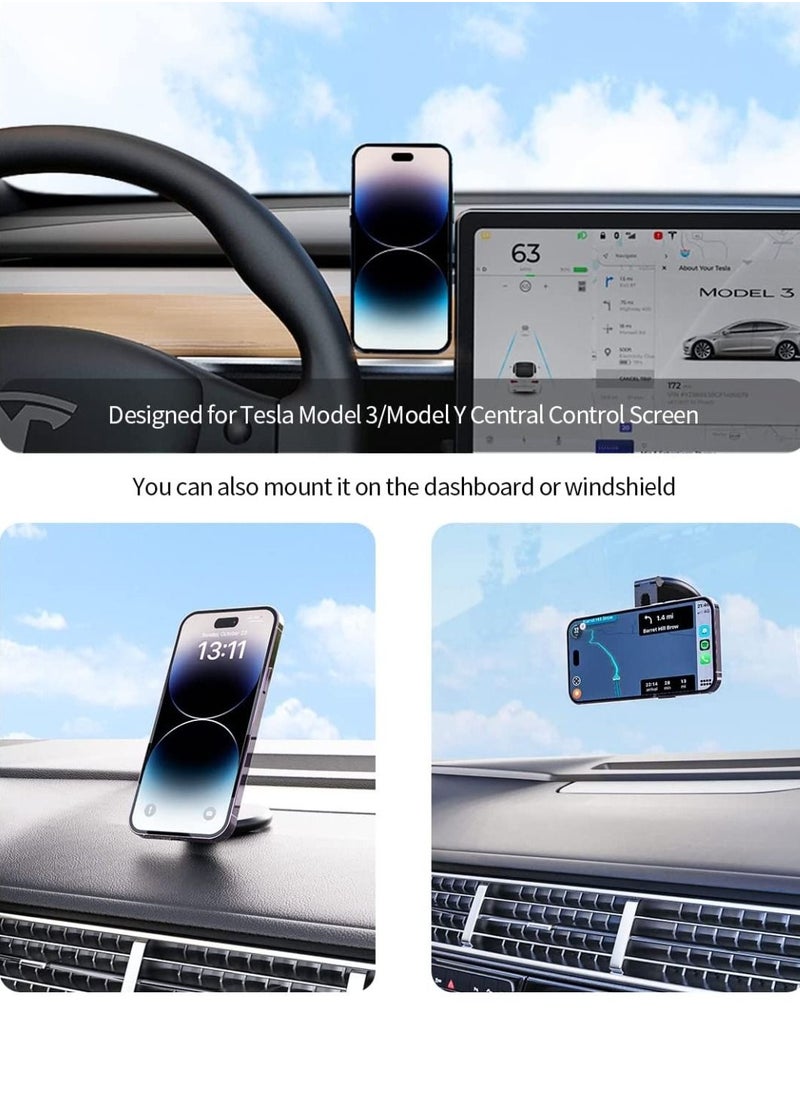 RAYMOS - Tesla Phone Mount MagSafe Car Mount For Tesla Model 3 Model Y Foldable Hidden Magnetic Phone Mount Fit For or IPhone 14 13 12 Series And All Phone Tesla Model 3 Accessories Tesla Model Y Accessories - Image 1