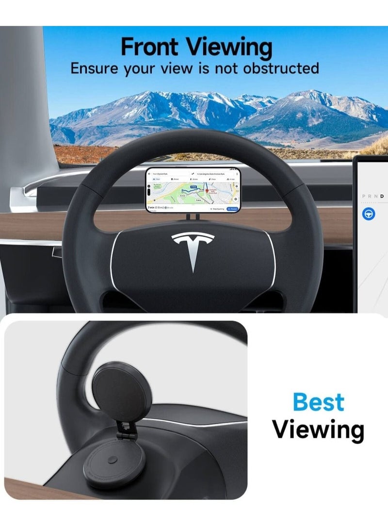 RAYMOS - Tesla Phone Mount MagSafe Car Mount For Tesla Model 3 Model Y Foldable Hidden Magnetic Phone Mount Fit For or IPhone 14 13 12 Series And All Phone Tesla Model 3 Accessories Tesla Model Y Accessories - Image 1