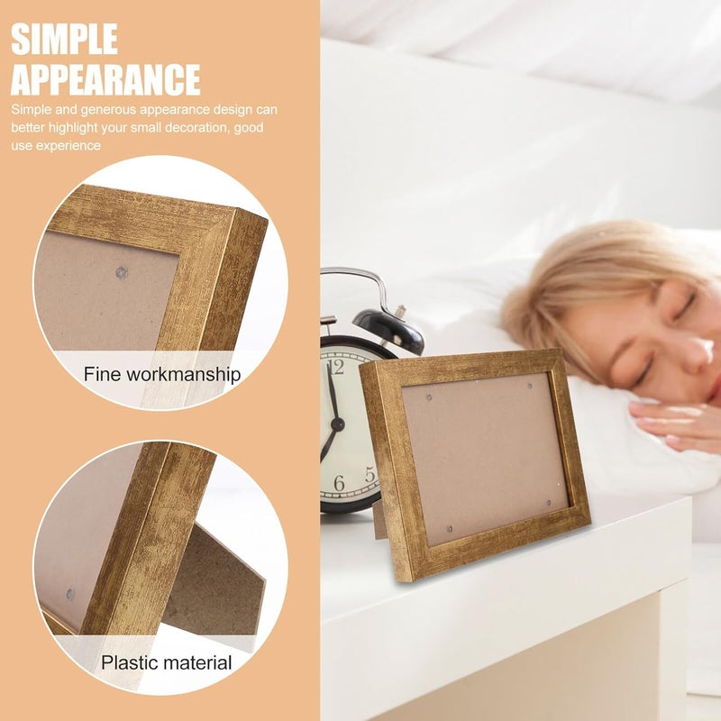5pcs 7-inch Plastic Photo Frames with Resin Border, Blank Specimen Display and Pressed Flower Showing Frames for Wall Hanging and Tabletop in White, Gold, Textured Black, Silver - Image 4