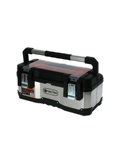 Tactix Heavy Duty Stainless Steel and Plastic Tool Box with Latch Lock Black and Silver 58.5 cm 321118  - Image 2