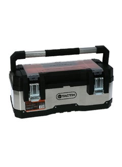 Tactix Heavy Duty Stainless Steel and Plastic Tool Box with Latch Lock Black and Silver 58.5 cm 321118  - Image 1