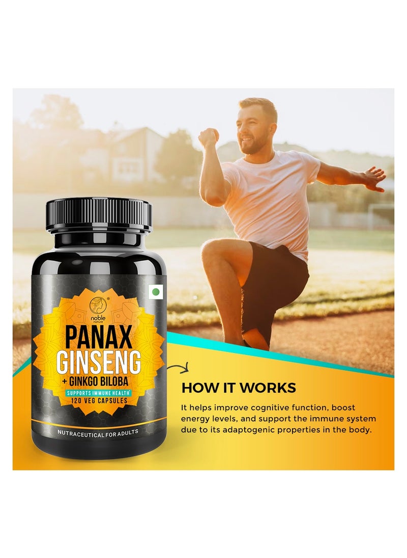noble nature - Panax Ginseng with Ginkgo Biloba - Supports Immune Health-120 Veg Capsules - Image 1